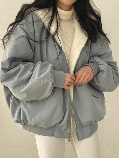 Double sided Ladies coat warm streetwear oversized